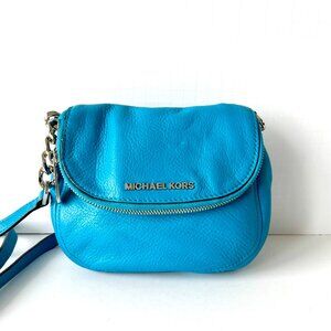 Michael Kors Bedford Flap Crossbody Bag, Summer Blue, Like New!